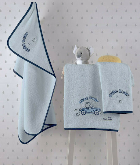 Makis Tselios Home Baby-Badetuch mit Kapuze Cute Blau 75x75cm