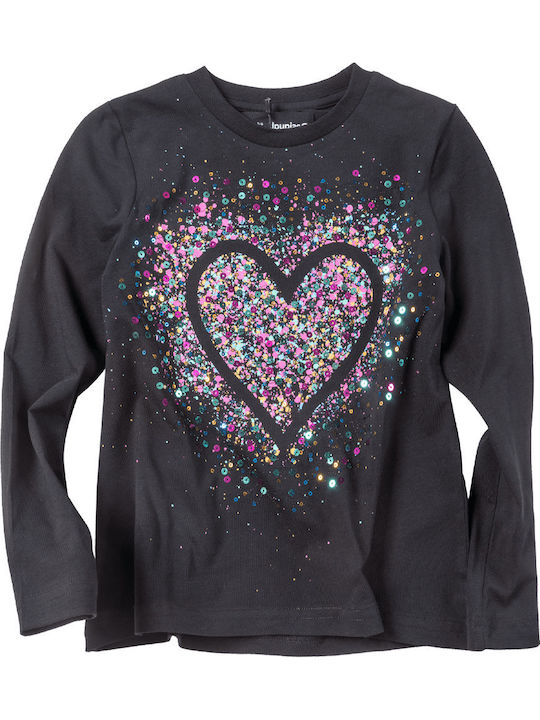 Desigual Παιδική Μπλούζα Μακρυμάνικη Μαύρη Heart