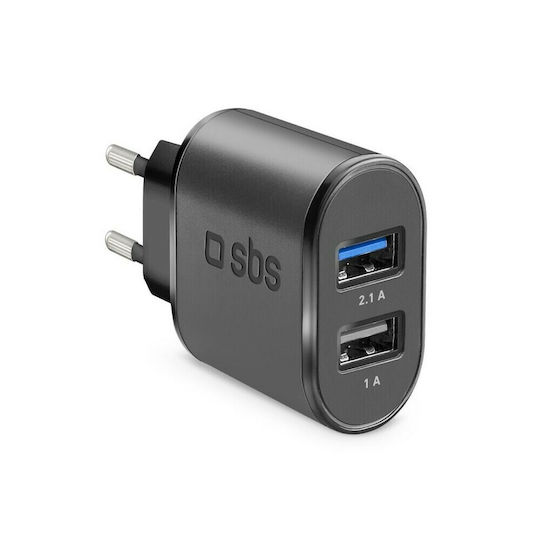 SBS Ladegerät ohne Kabel mit 2 USB-A Anschlüsse 10W Schwarzs (LB13462213)