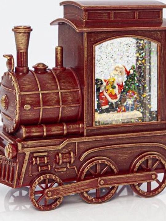 Christmas Decorative Train Lighted with Santa Claus 16.5x8.3x17cm Plastic Red Train with Santa Claus Inside and Transformer with Timer 16.5x8.3x17cm