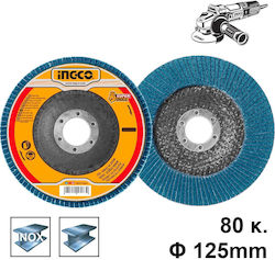 Ingco Δίσκος Ζιρκονίου για Λείανση Inox / Μετάλλου P80 125mm