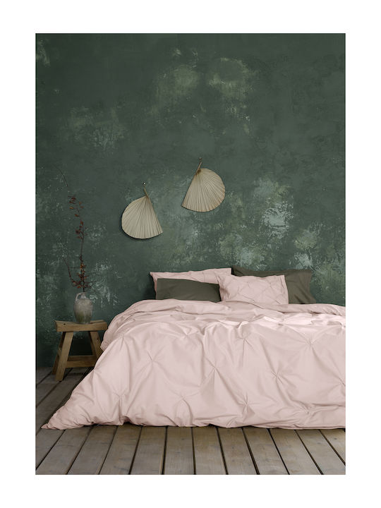 Nima Arcata Super Double Cotton Duvet Cover Set with Pillowcases 220x240 Dusty Pink
