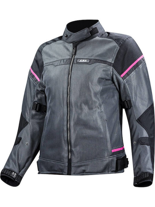 LS2 Riva Lady Sommer Damen Motorradjacke Black/Dark Grey/ Pink