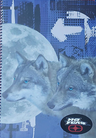 No Fear Spiral Heft Geregelt A4 70 Blätter 2 Themen 347-58440 Wolves Blau 1Stück