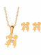 Medisei Gold Plated Steel Set Necklace & Earrings Dalee Kissing Coup with Stones
