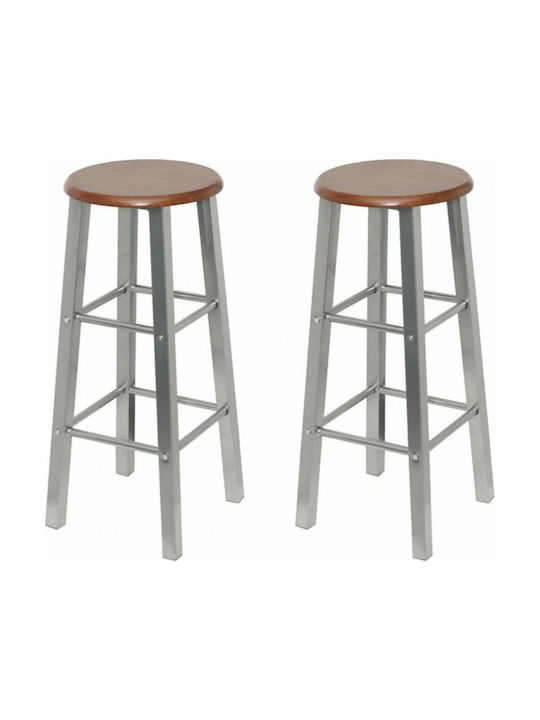 Stool Bar Metallic Coffee 2pcs 30x30x70cm