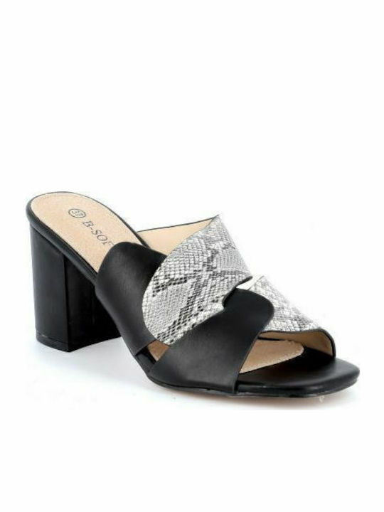 B-Soft Leder Mules mit Chunky Hoch Absatz Snake...