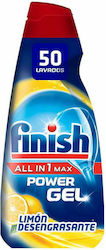 Finish All in One Max Gel pentru mașina de spălat vase cu parfum Λεμόνι 1x1lt 50 Cupe de măsurare