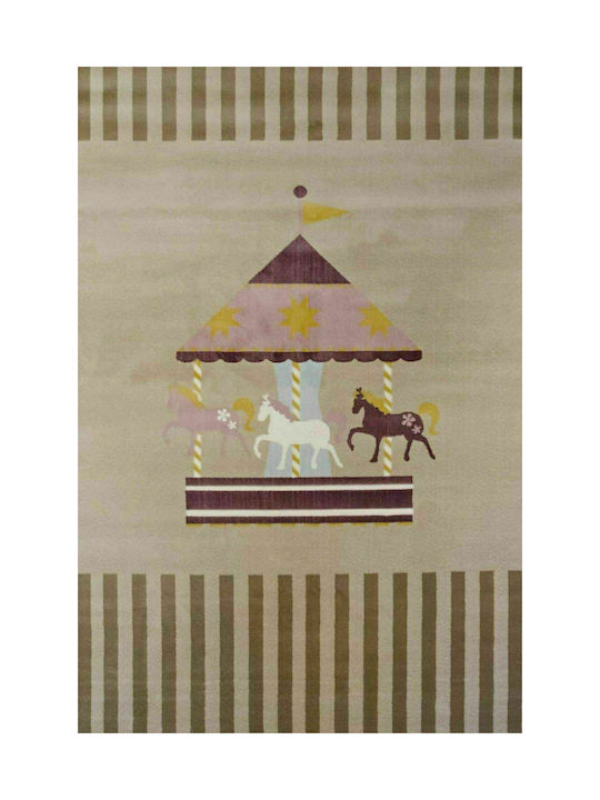 Ezzo Carousel 7580 Kids Rug Bej 160x230cm Thickness 9mm