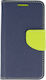 Fancy Synthetic Leather Book Dark Blue / Acid Green (Xiaomi Mi 10 Lite)