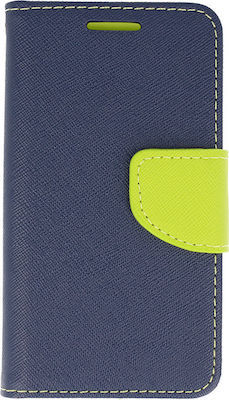 Fancy Carte Piele artificială Dark Blue / Acid Green (Xiaomi Mi 10 Lite)