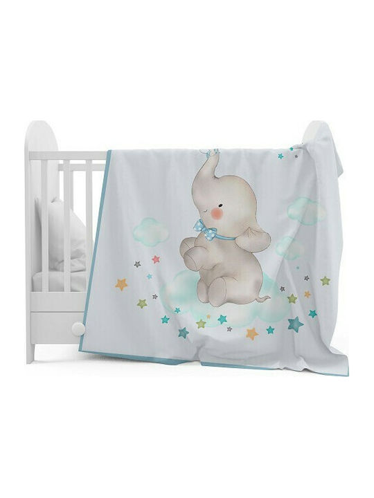 Interbaby Blanket Cot Rachel Elefante Fleece Light Blue 110x140cm