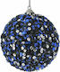 Hängendes Kugel Ornament Ornament Kunststoff Blau mit Pailletten 8cm Set 12Stück