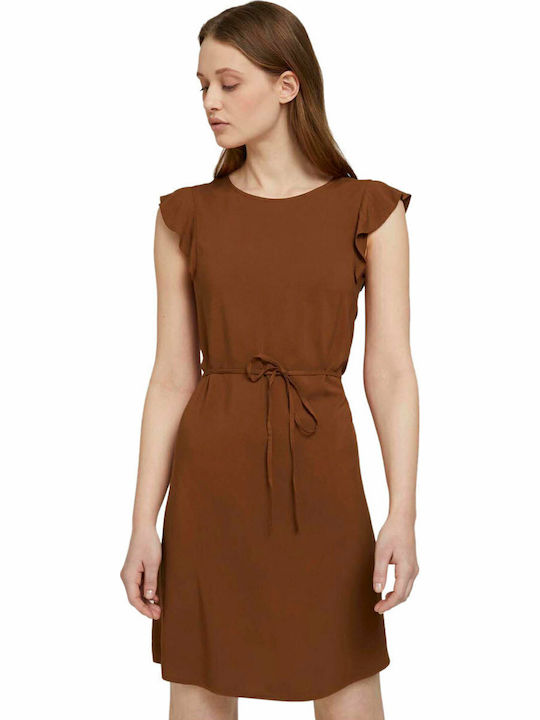 Καλοκαιρινό Mini Φόρεμα με Βολάν Amber Brown