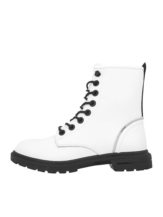Spike Mid Leder Stiefeletten Damen Weiß
