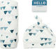 Lulujo Gift Set for Baby Hello World for Boy Navy Triangles for 0-4 months 2pcs