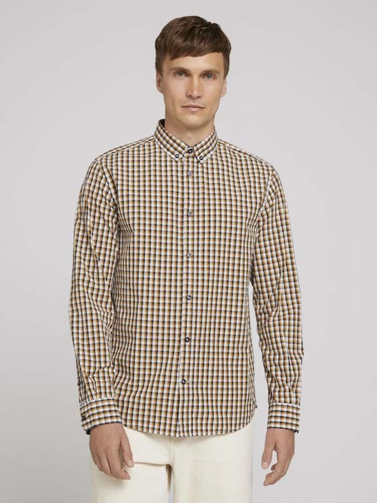 Long-sleeved Cotton Shirt Checked White