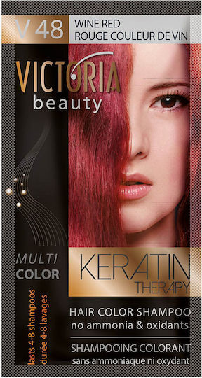 Victoria Beauty Keratin Therapy Farb-Shampoo Kein Ammoniak V48 Tiefes Rot 40ml