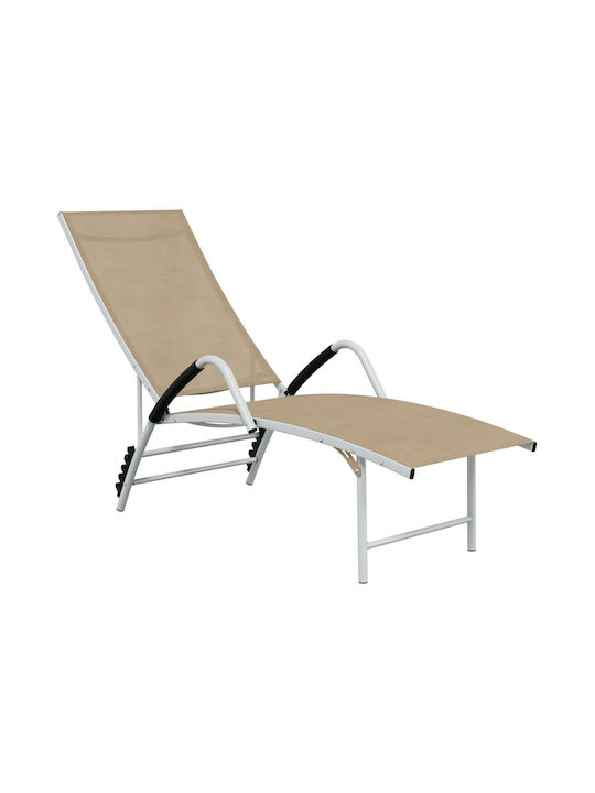 Deckchair Aluminum with Textilene Fabric Cream 193x60.5x96cm.