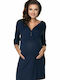 PeeKaBoo 0157 Long Nightgown for Breastfeeding Navy Blue