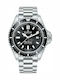 Edox Skydiver Neptunian Ανδρικό Ρολόι 44mm Αυτόματο με Ασημί Μεταλλικό Μπρασελέ