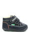 Lederne Kinderstiefeletten mit Klettverschluss Marineblau
