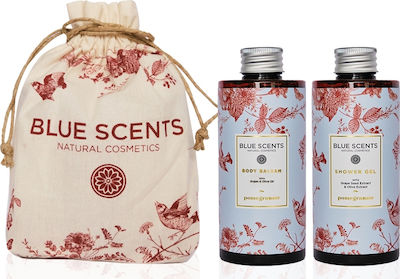 Blue Scents Pomegranate Skin Care Set for Moisturizing & Cleaning Body Cleaning with Bubble Bath & Body Cream