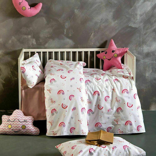 SB Home Rainbow Baby Sheets Set Crib Cotton Pink 120x160cm 3pcs