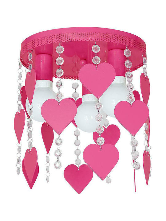 Elza Hearts Kronleuchter Kinderdeckenleuchte Deckenleuchte 60W mit Fassung E27 Dark Pink