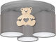 Bear Multi Bulbs Kids Lighting Ceiling Light Metallic 60W with Drive Size E27 In Gray Colour