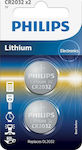 Philips Μπαταρίες Λιθίου Ρολογιών CR2032 3V 2τμχ