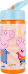 Stor Peppa Pig Kindness Counts Kinder Trinkflasche Peppa Schwein Aluminium mit Strohhalm 410ml
