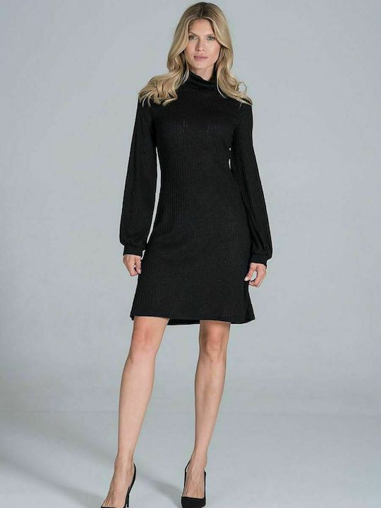 Figl M831 Mini Dress Turtleneck Black 157494