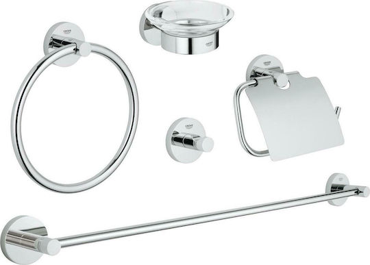 Grohe Grohe Essentials An der Wand Montiertes Badezimmerzubehör-Set Metall Silber 5 Stück Grohe Grohe Essentials An der Wand Montiertes Badezimmerzubehör-Set Metall Silber 5 Stück