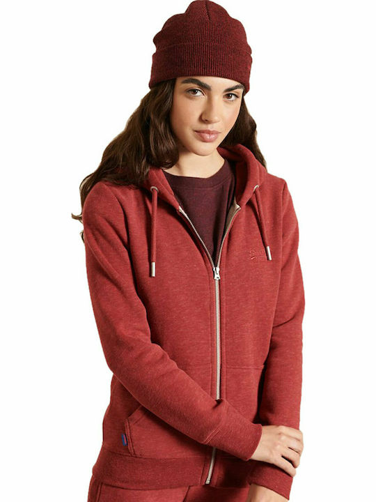 Superdry Jachetă Hanorac pentru Femei Cu glugă Burgundy