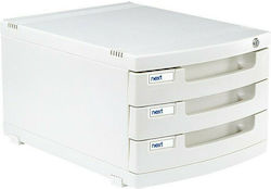 Νext Plastic Desktop Drawer 3 Number of Spit With Lock White