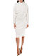 Midi Dress Turtleneck White