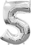 Balloon Foil Jumbo Number 5 Silver 84cm