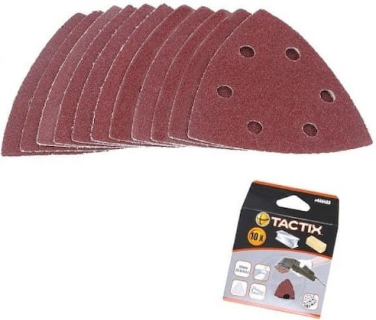 Tactix Τρίγωνα Velcro Πατόχαρτα Φύλλο Λείανσης Δέλτα K80 με Τρύπες 93x93mm Σετ 10τμχ
