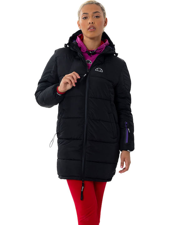 Tyene Lang Damen Puffer Jacke für Winter Schwarz