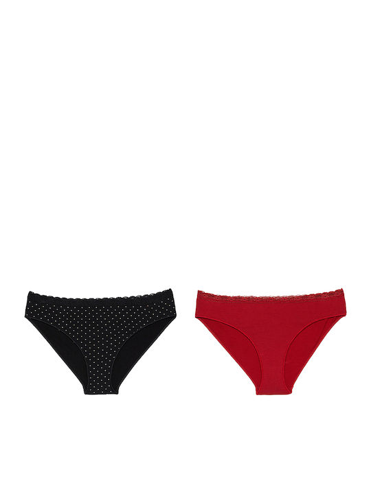 Minerva Fimelle Femei Slip 2Pack Negru/Roșu