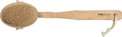 Titania Body Care Back Bath Brush with Wooden Handle Beige