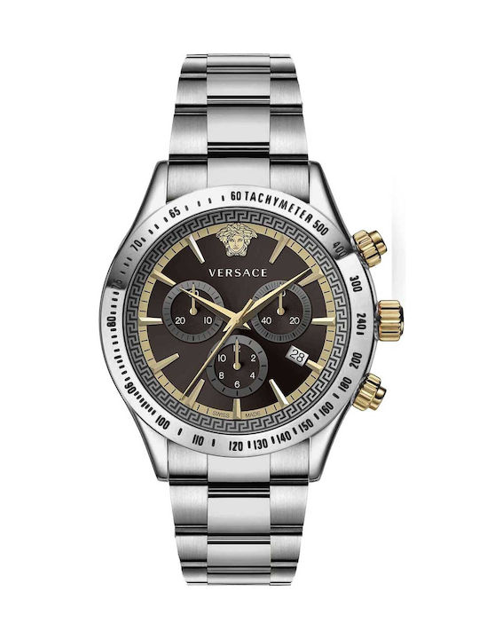Versace Battery Chronograph Watch with Metal Bracelet Silver