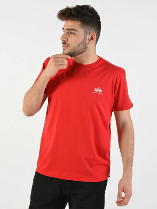 Alpha Industries Basic Ανδρικό T-shirt Κόκκινο Μονόχρωμο