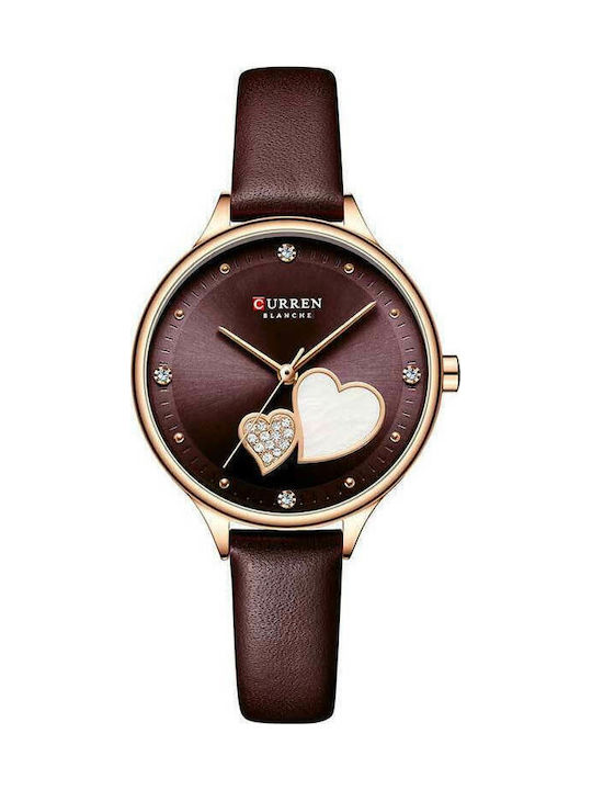 Curren Women's Watch with Burgundy Leather Strap