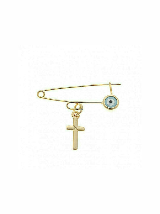 Senza Child Safety Pin made of Gold Plated Silver with Cross