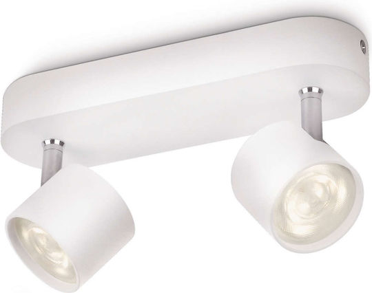 Philips Myliving Star Διπλό LED Θερμό Λευκό Σποτ σε Λευκό Χρώμα
