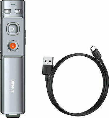 Baseus Presenter with Orange Laser and Slideshow Keys in Silver Color