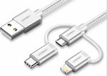 Ugreen Braided USB to Lightning / Type-C / micro USB Cable Ασημί 1m (80825)