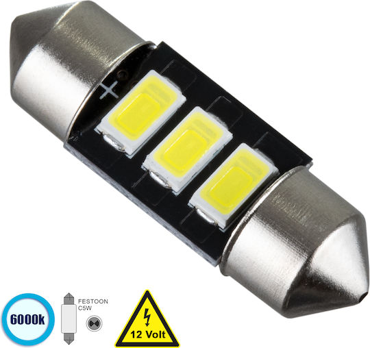 GloboStar Lamps Car C5W LED 6000K Cold White 12V 1.5W 1pcs